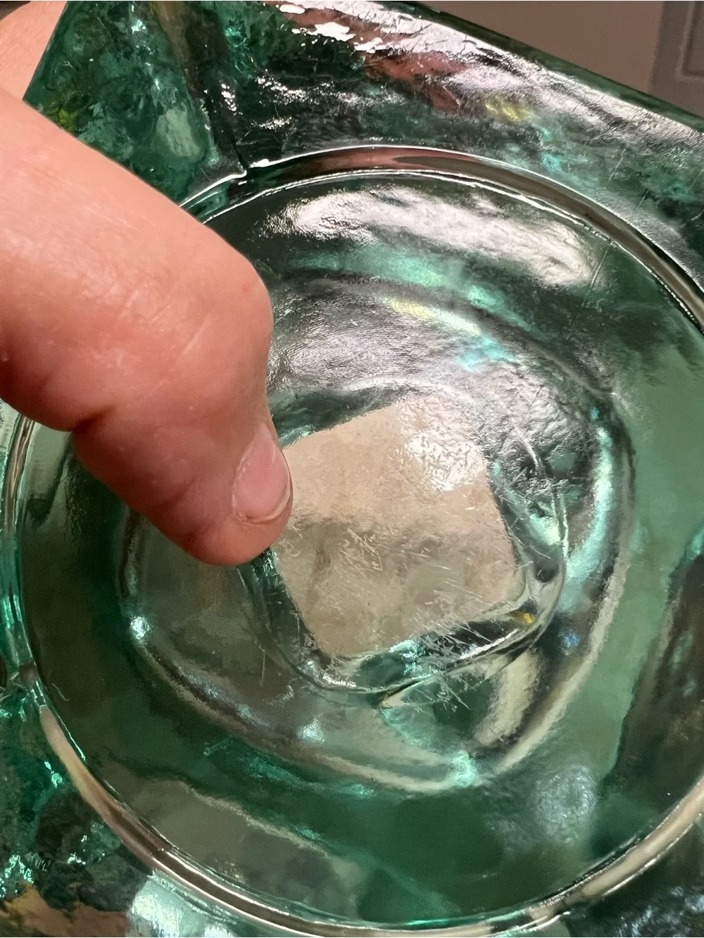 Recycled Green Glass Pillar Candle Holder
